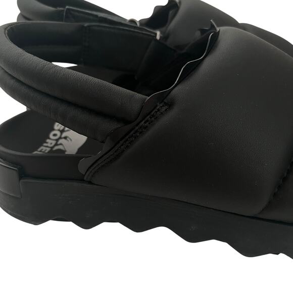 Sorel Viibe Slingback Flat Puffy Black Sandal Size 11 - Picture 7 of 10